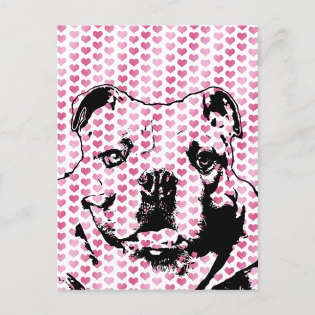Valentine - Bulldog-Silhouette Feiertagspostkarte (Vorderseite)