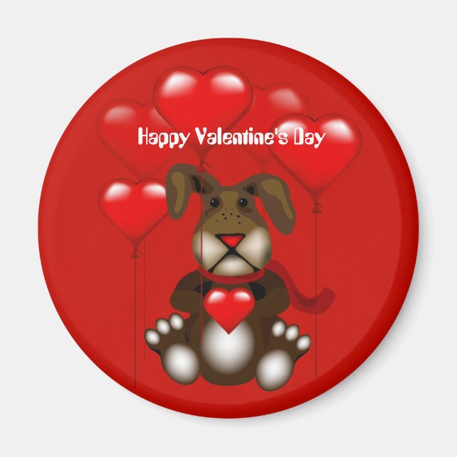 Valentine Bunny Heart Balloons Custom Magnet (Vorne)