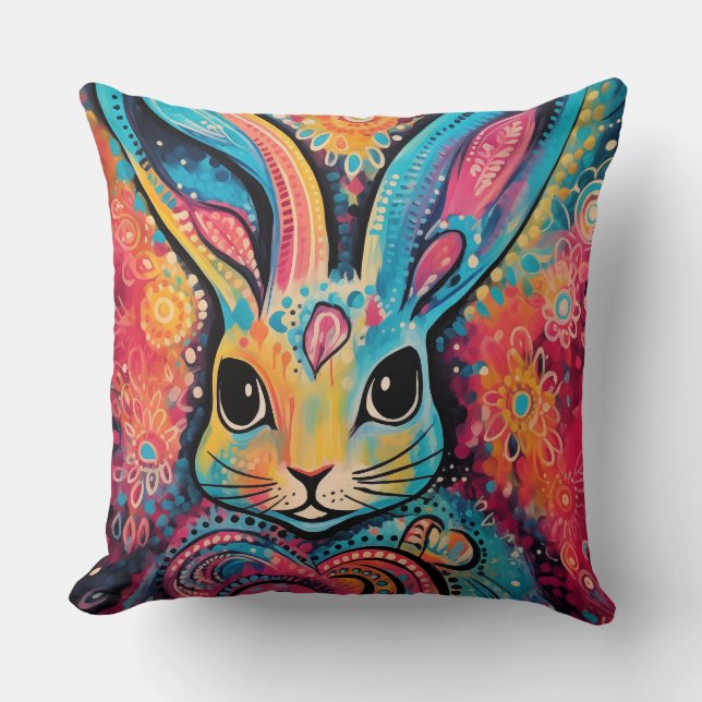 Valentine Bunny Positive vibes herzen Kissen (Vorderseite)