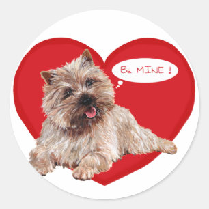 Valentine Cairn Terrier sagt: Be Mine! Runder Aufkleber