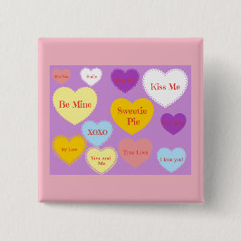 Valentine Candy Hearts Button