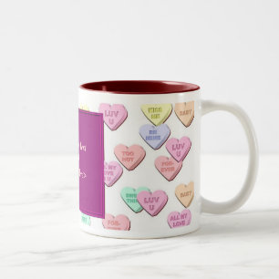 Valentine Candy Hearts Motif Photo Mug