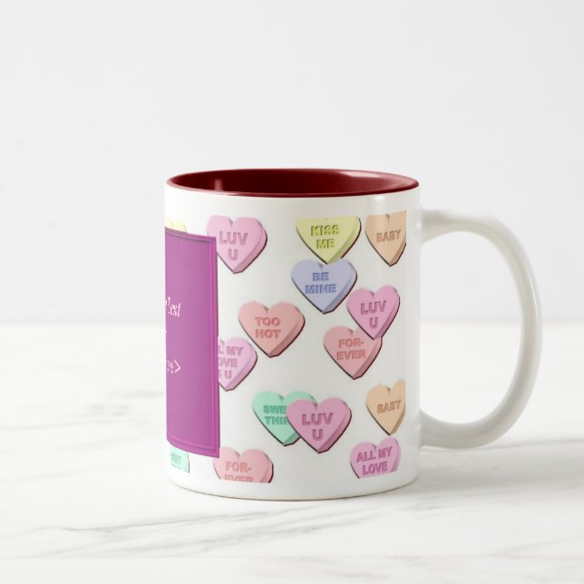 Valentine Candy Hearts Motif Photo Mug (Droit)