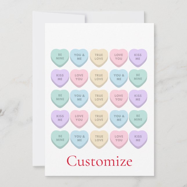 Valentine Candy Hearts Thunder_Cove Einladung (Vorderseite)