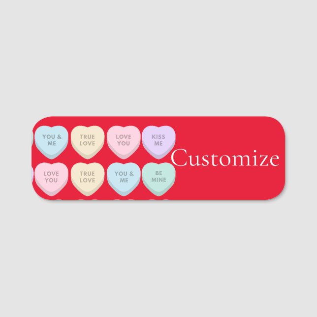 Valentine Candy Hearts Thunder_Cove Namensschild (Vorderseite)