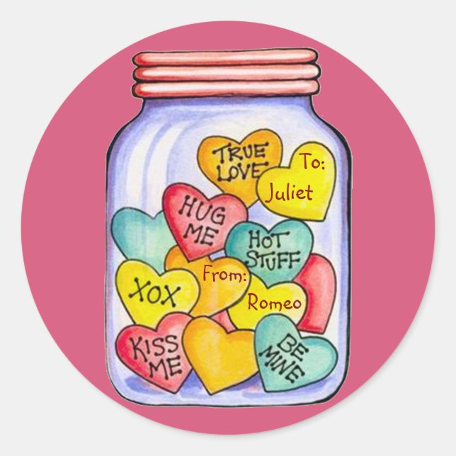 Valentine Candy Jar Stickers (Vorderseite)
