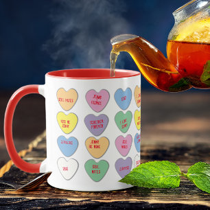 Valentine Candy Message Hearts Tasse