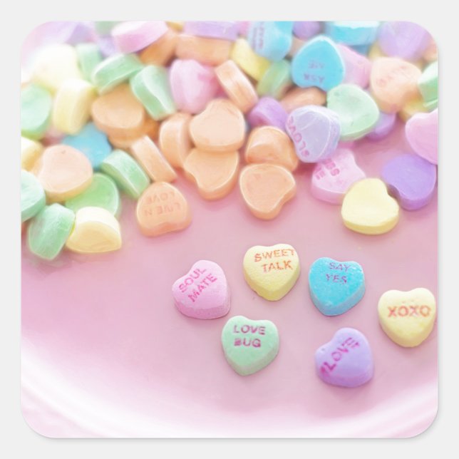Valentine Candy Quadratischer Aufkleber (Vorderseite)