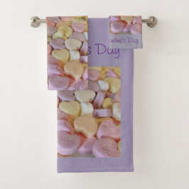 Valentine Candy Sweethearts Day Badhandtuch Set