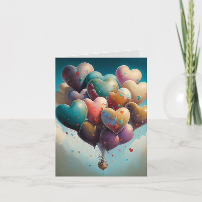 Valentine Card mit Balloon Herzerkrankungen Karte (Vorderseite)