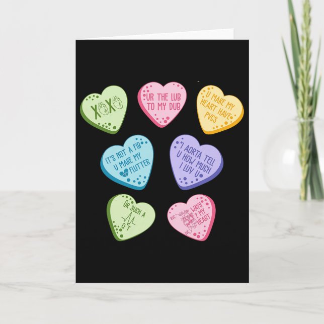 Valentine Cardiology Nurse Conversation Hearts Can Karte (Vorderseite)