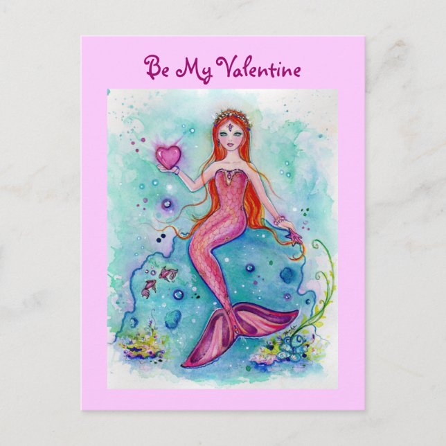 Valentine carte rose mermaid valentines Par Renee (Devant)