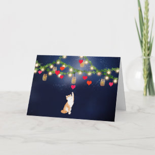 Valentine Cat mit Herz und Mason Jars Karte