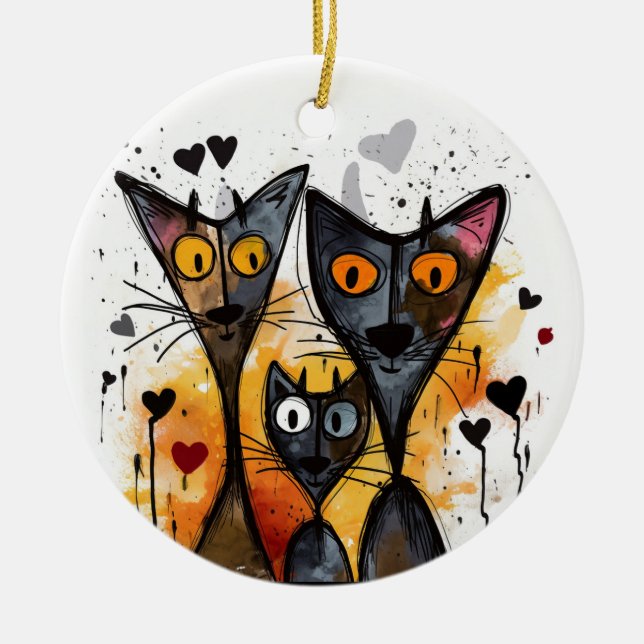 Valentine Cats and Hearts Ornament (Vorne)