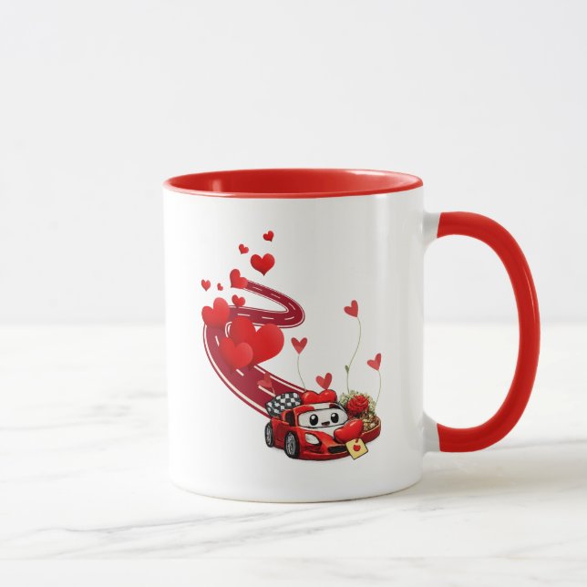 Valentine Celebration Racer Design Cute Mug (Droite)