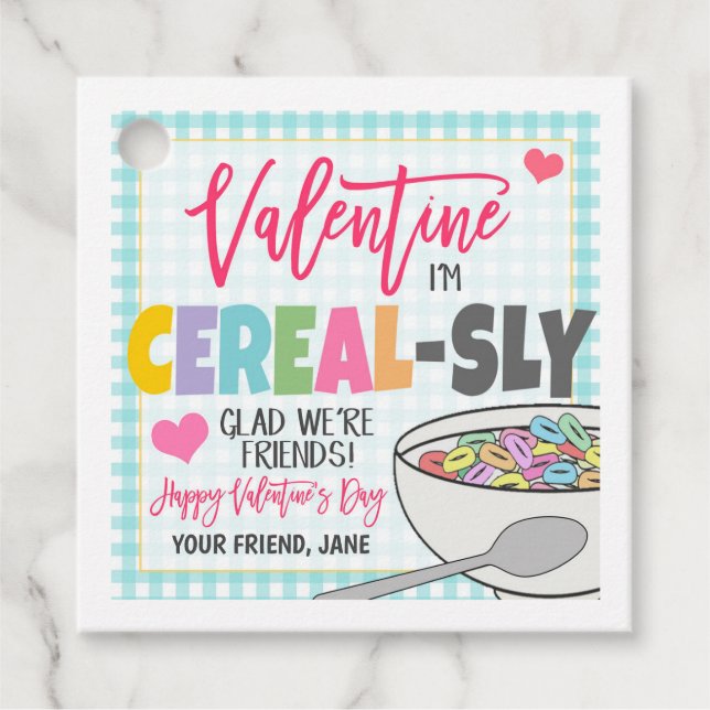 Valentine Cereal Gift Tag Geschenkanhänger (Vorderseite)