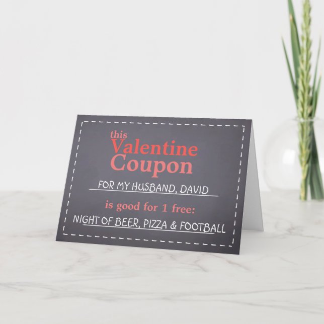 Valentine Chalkboard Coupon Feiertagskarte (Vorderseite)