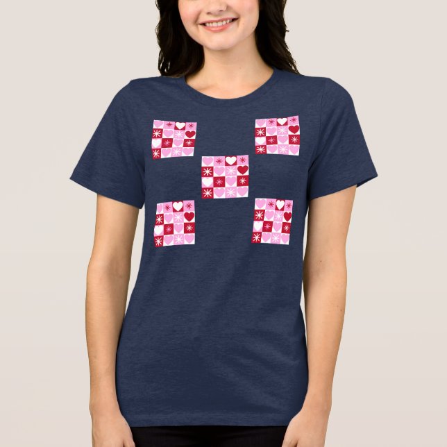 Valentine checkerboard  Tri-Blend shirt (Vorderseite)