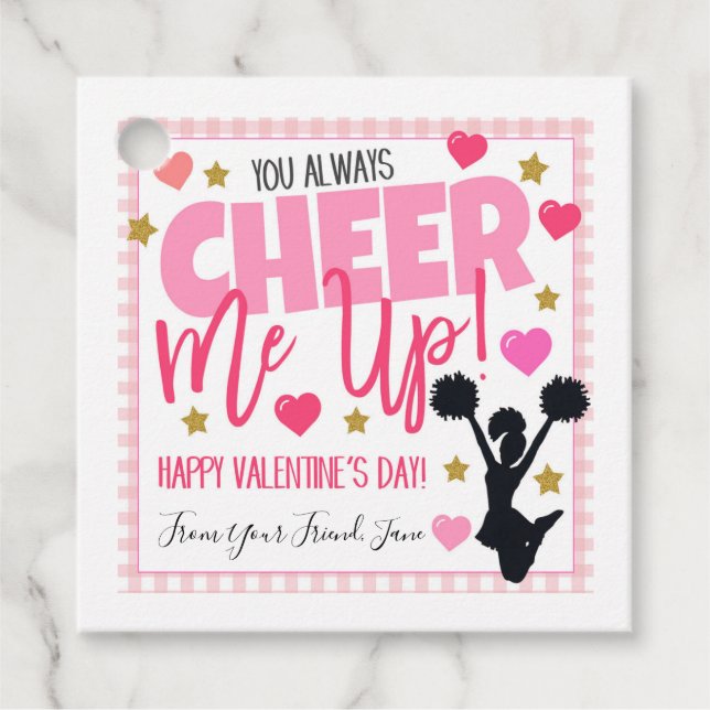 Valentine Cheerleader Gift Tags Geschenkanhänger (Vorderseite)
