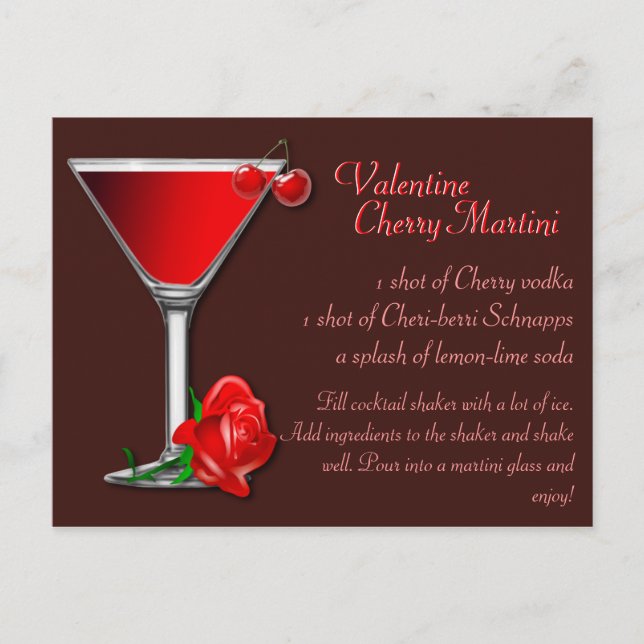 Valentine Cherry Martini Rezept Postkarte (Vorderseite)