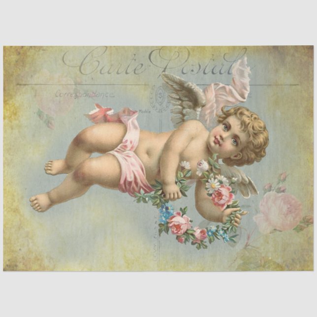 Valentine Cherub, französisch inspiriert  Seidenpapier (Vorderseite)