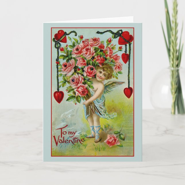 Valentine Cherub Vintage Karte (Vorderseite)
