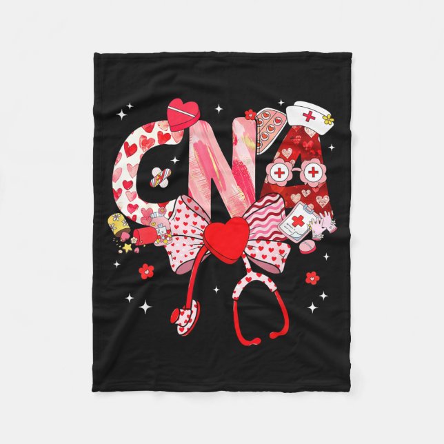 Valentine Cna Nurse Coquette Bow Stethoscope Girl  Fleecedecke (Vorderseite)