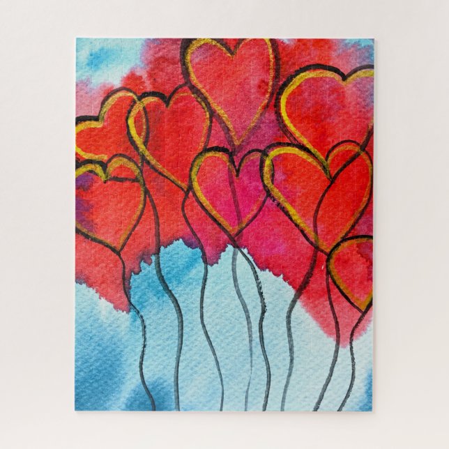 Valentine coeur ballons puzzle puzzle (Vertical)