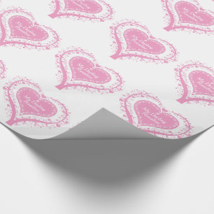 Valentine coeur rose nommé emballage cadeau