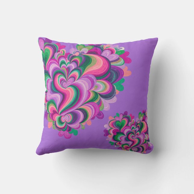 Valentine Colorful Layered Heart Pillow Kissen (Rückseite)