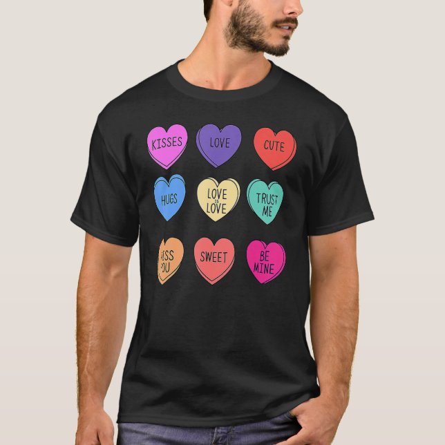 Valentine Conversation Hört Candy Happy Valentin T-Shirt (Vorderseite)