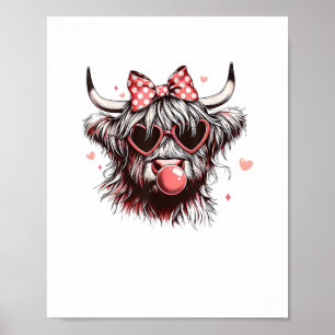 Valentine Coquette Bow Heifer Highland Cow Blasen Poster