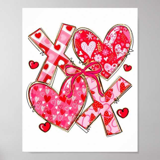 Valentine Coquette Bow Xoxo Hearts Lover Girl Wome Poster (Vorne)