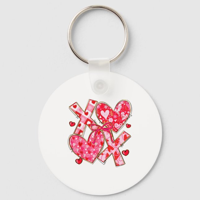 Valentine Coquette Bow Xoxo Hearts Lover Girl Wome Schlüsselanhänger (Vorderseite)