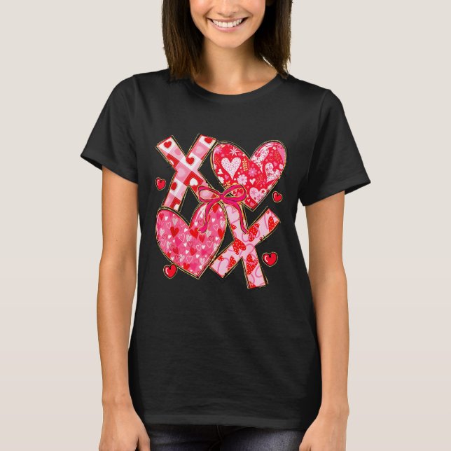Valentine Coquette Bow Xoxo Hearts Lover Girl Wome T-Shirt (Vorderseite)