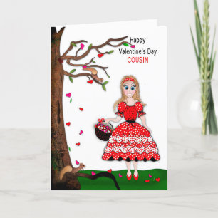 Valentine Cousin Girl collecte la carte d'arbre de