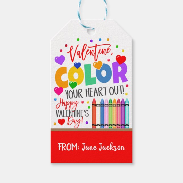 Valentine Crayon Geschenktag Geschenkanhänger (Vorderseite)