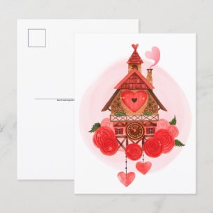 Valentine Cuckoo Uhr Postkarte
