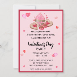 Valentine Cupcakes, Cookies & Süßigkeiten Party Einladung