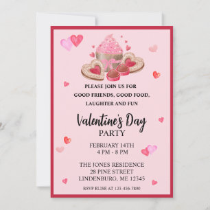 Valentine Cupcakes, Cookies & Süßigkeiten Party Einladung