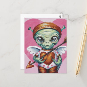 Valentine Cupid Alien Postkarte