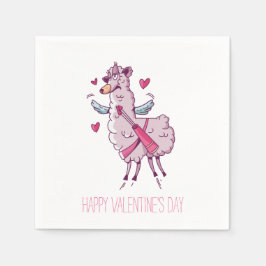 Valentine Cupid Llama Serviette