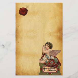 VALENTINE CUPID MIT ARROWS,RED WAX SIEGEL PARCHING BRIEFPAPIER