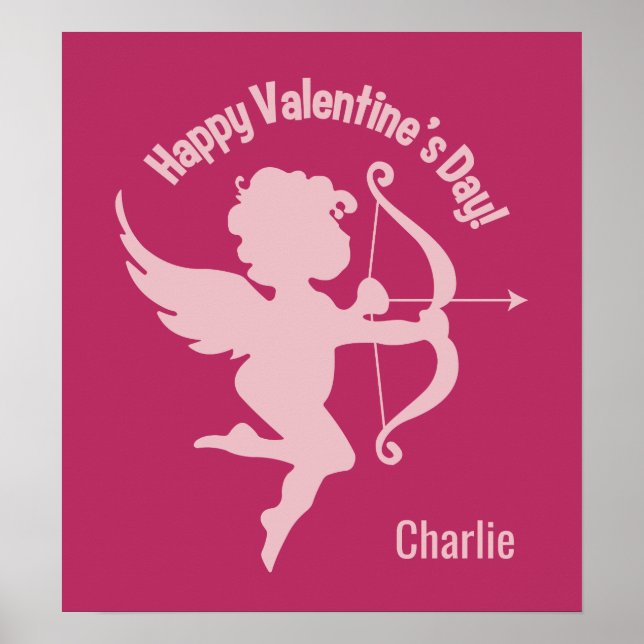 Valentine Cupid optionales Namensposter Poster (Vorne)