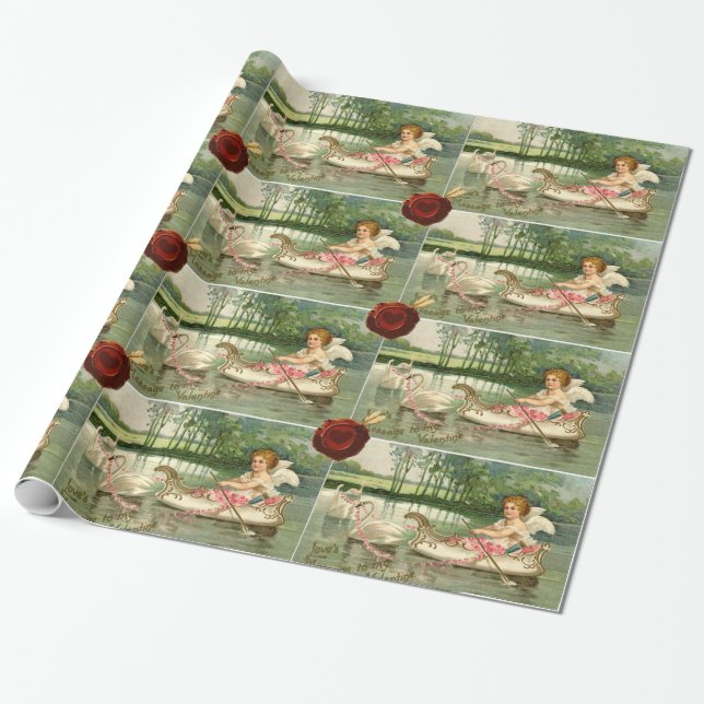 VALENTINE CUPID, VON SCHWANKEN GEPULDET, ROT-WAX-S GESCHENKPAPIER (Ungerollt)
