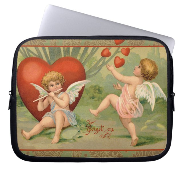 Valentine Cupids Liebe Antik Vintag Laptopschutzhülle (Vorderseite)