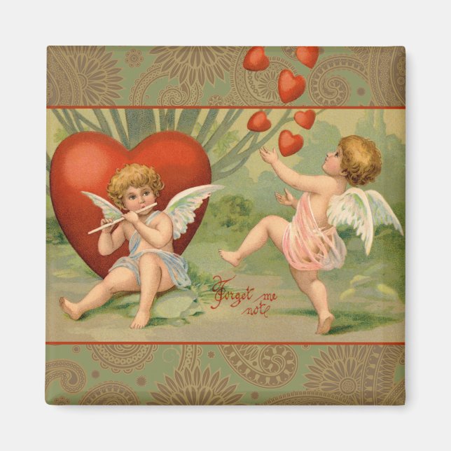 Valentine Cupids Liebe Antik Vintag Magnet (Vorne)