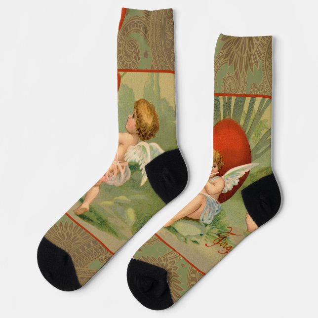 Valentine Cupids Liebe Antik Vintag Socken (Linkes Detail)