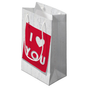 Valentine Cut Out Card auf Holz Kleine Geschenktüte