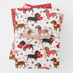 Valentine Dackel Geschenkpapier Set